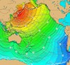 Travel time map of the tsunami generated by an earthquakeon March 4, 1952 off the coast of Hokkaido, Japan
