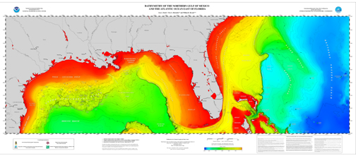 view large version of Bathymetry of the Northern Gulf of Mexico poster, jpg.