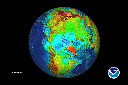 view color relief globe, North Pole.
