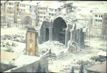 Image showing the collapse of an old stone masonry Armenian church near Leninakan.