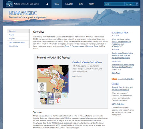 NSIDC web page