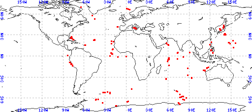 ODP site locations, select region.