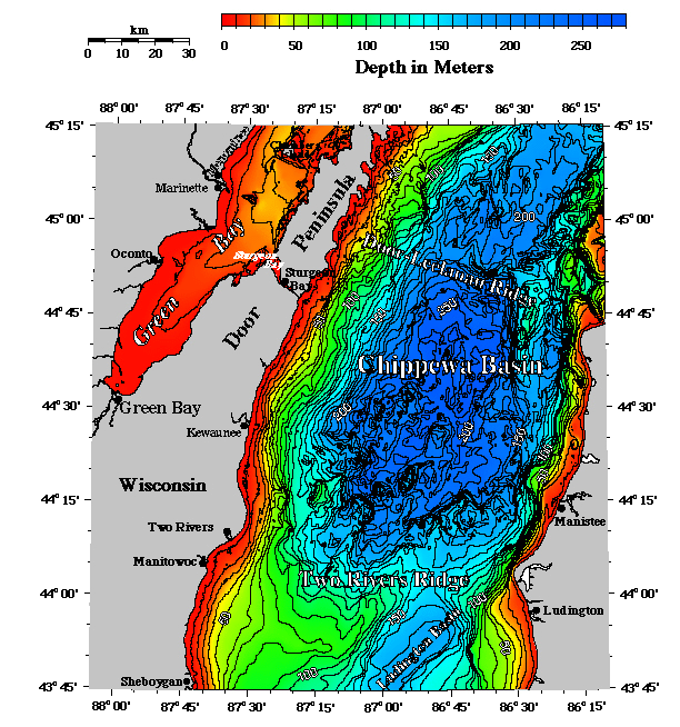 Great Lakes Depth Map