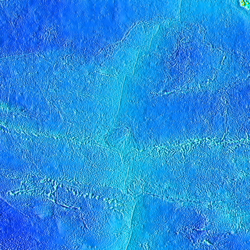 color shaded relief image, 45 degree square area of latitude/longitude centered on 0 North 135 West