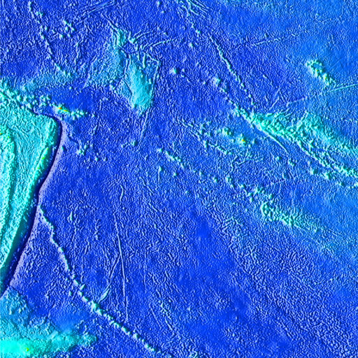 color shaded relief image, 45 degree square area of latitude/longitude centered on 0 North 180 West