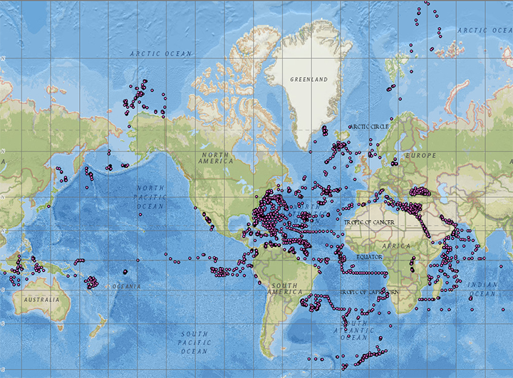 image of sea floor sample locations image of sea floor sample locations