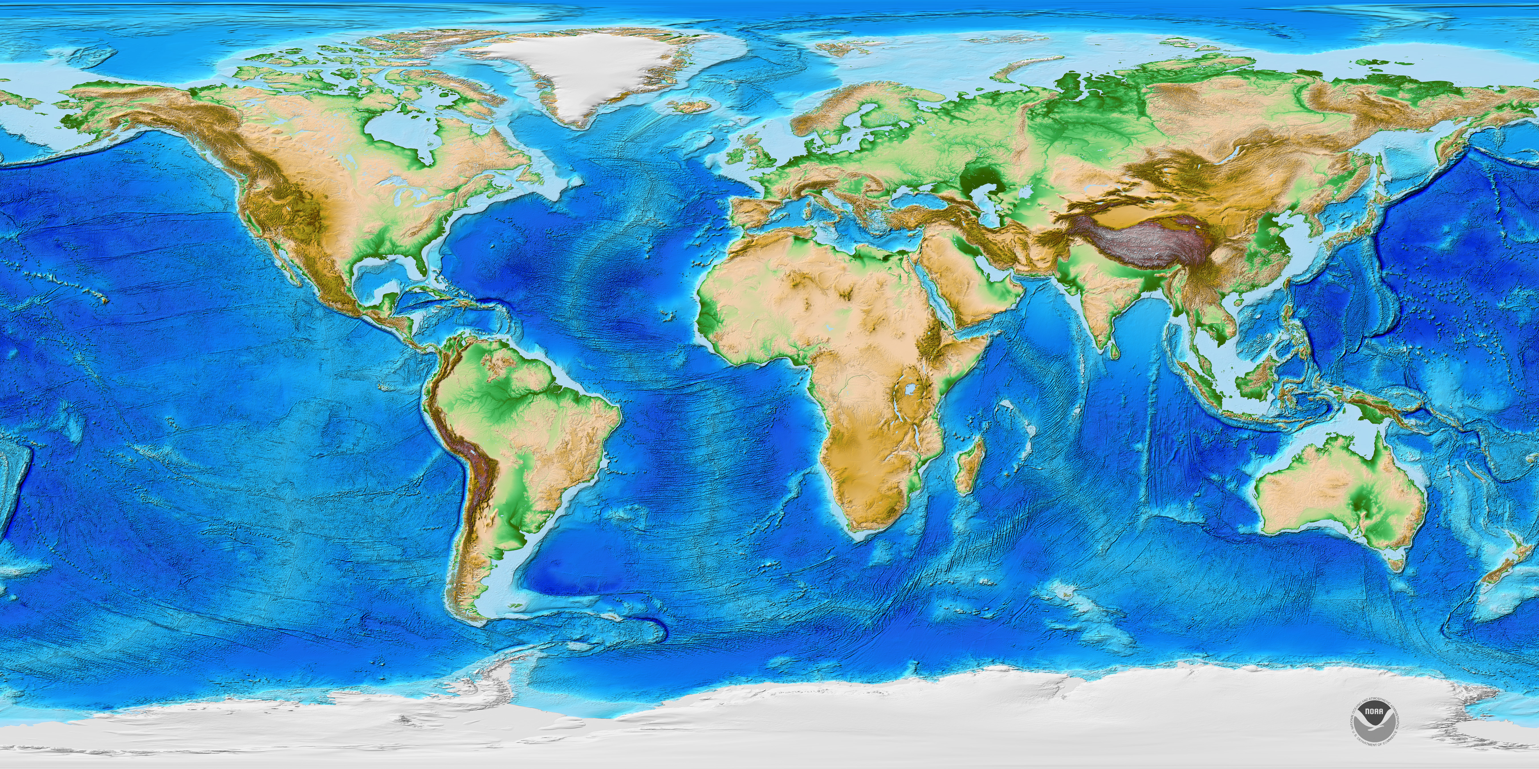 ETOPO1 topography + bathymetry