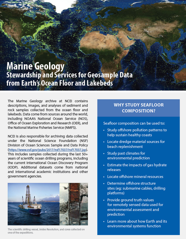 Sea Floor And Lakebed Sediment And Rock Geosample Data Ncei