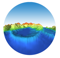 stylized view of Prince William Sound, AK DEM