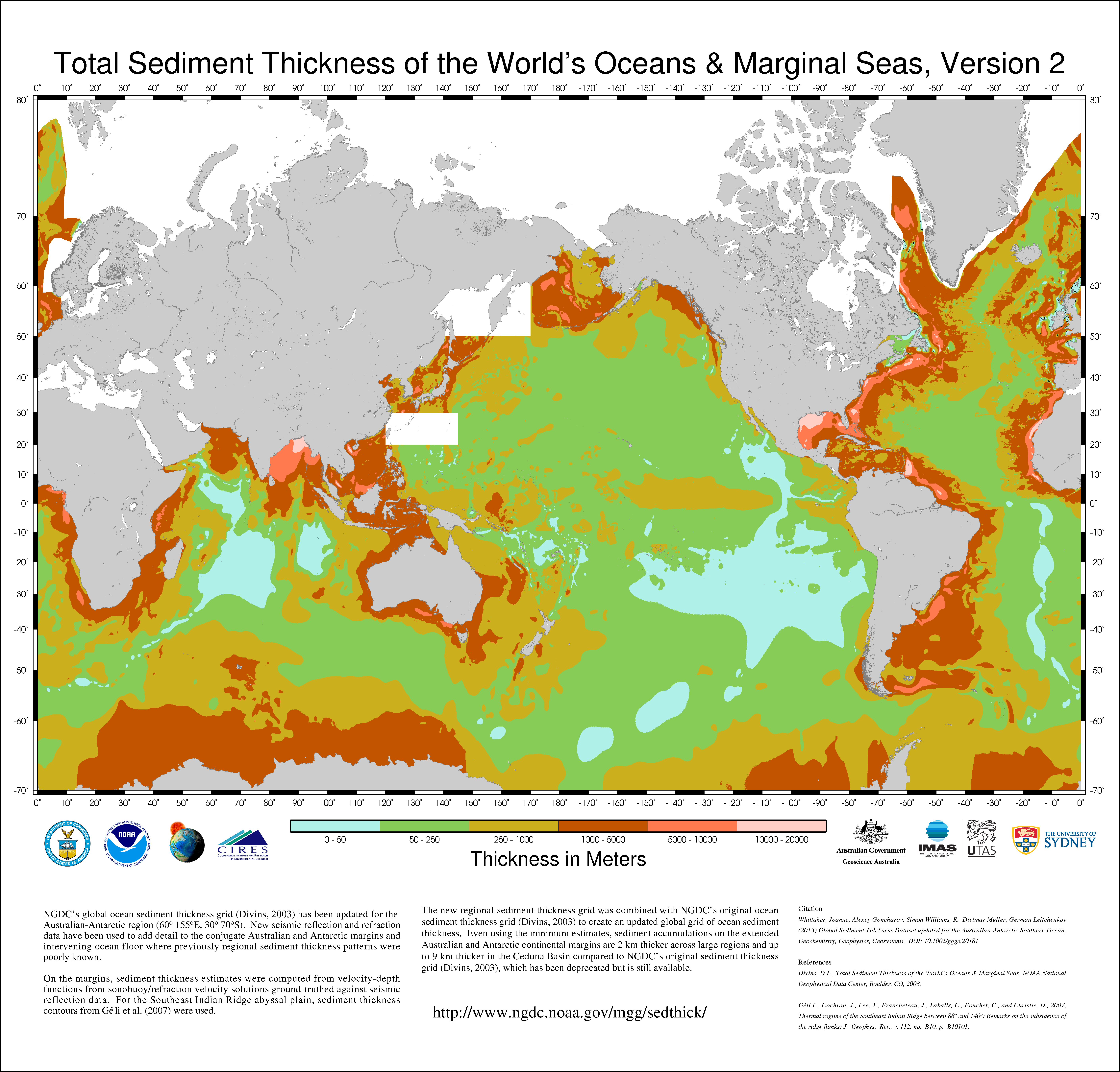 Total Sediment Thickness of the World's Oceans and Marginal Seas, Latest  Version (GlobSed) and Version 2